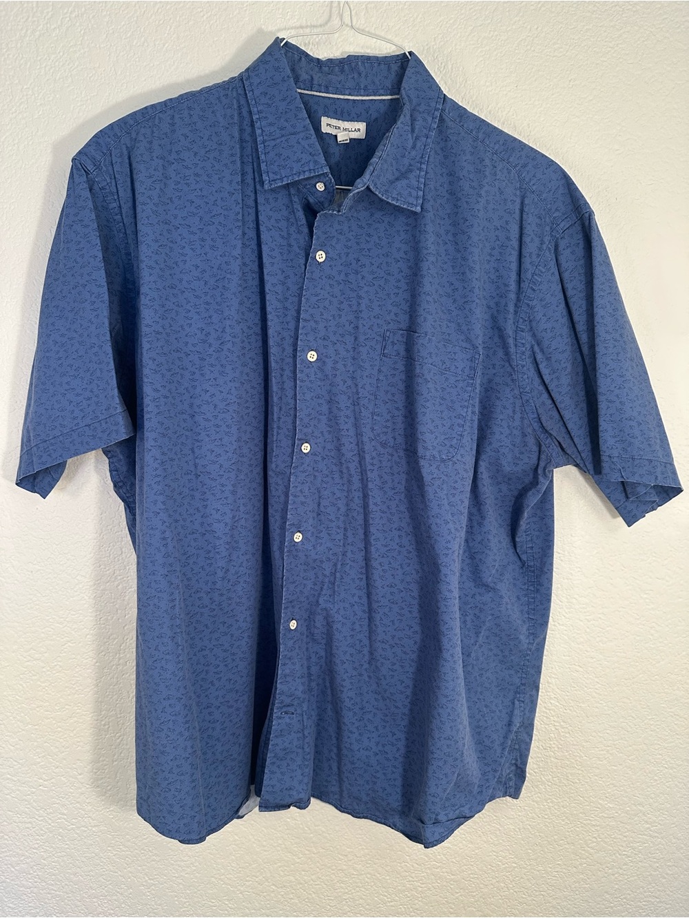Peter Millar Blue Short Sleeve Button Down Shirt Men’s XXL Sailboat Print Cotton